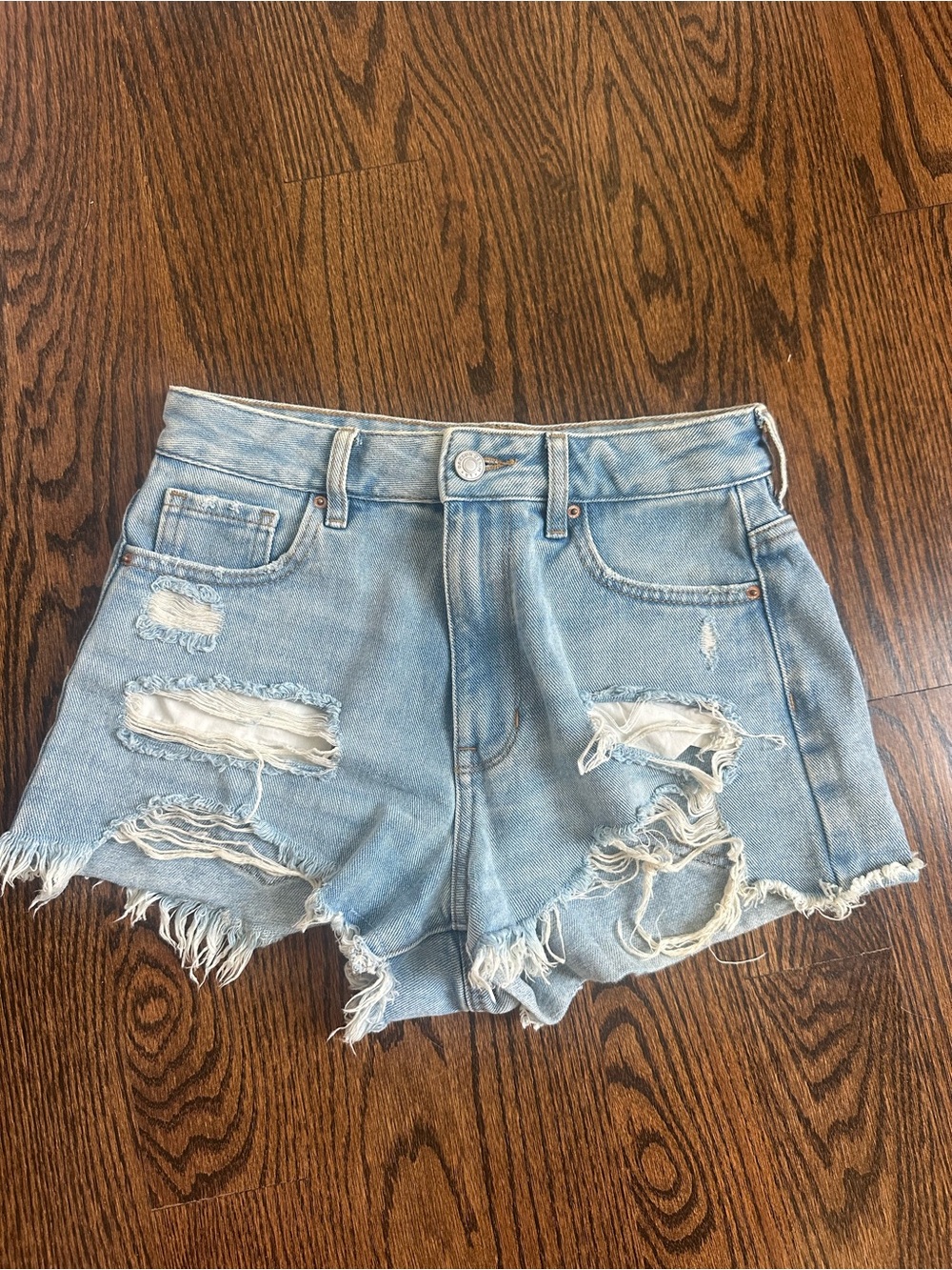 Pacsun Light Blue Distressed High Waist Denim Shorts